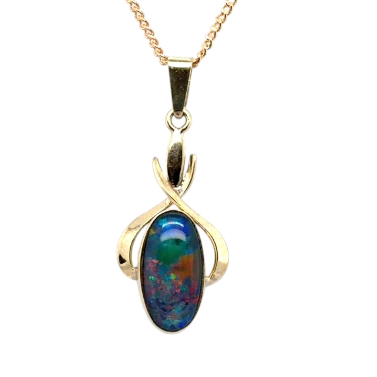 14ct Gold Triplet Opal Pendant (tp907)
