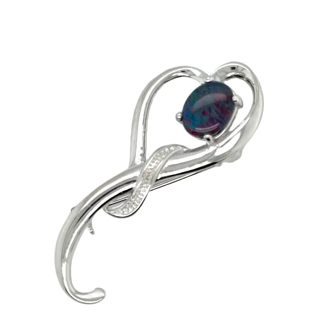 Sterling Silver Triplet Opal Brooch (sstbro355)