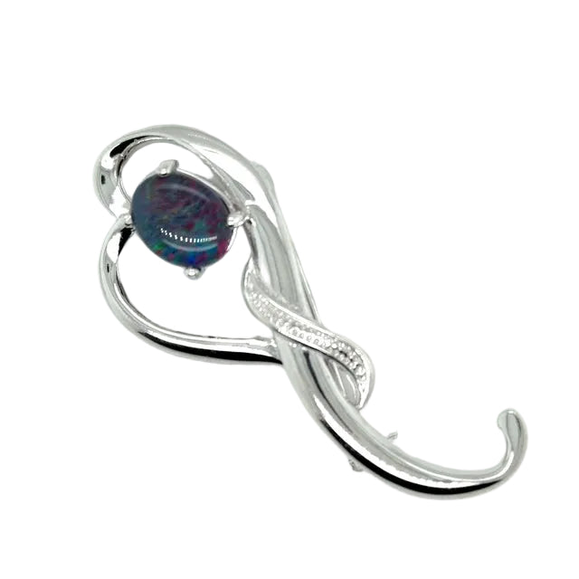 Sterling Silver Triplet Opal Brooch (sstbro355)