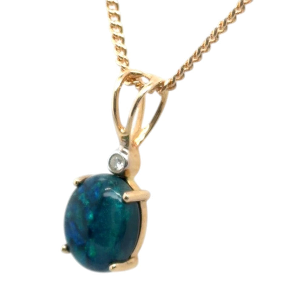 14ct Gold Black Opal Pendant (bsp33)