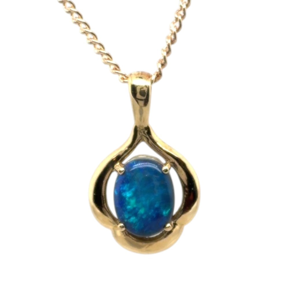 14ct Gold Black Opal Pendant (bsp32)
