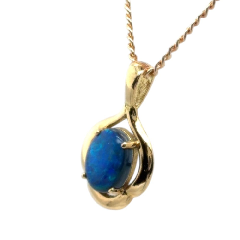 14ct Gold Black Opal Pendant (bsp32)