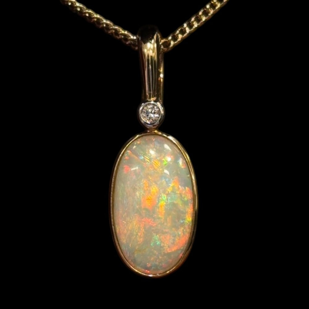 14ct Gold Solid Opal Pendant (sp3382)