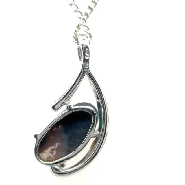 14ct White Gold Black Opal Pendant (bsp38)