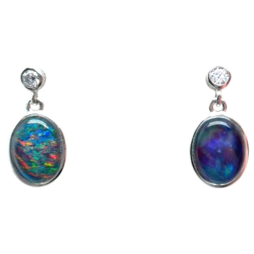 Sterling Silver Triplet Opal Earrings (sste51)