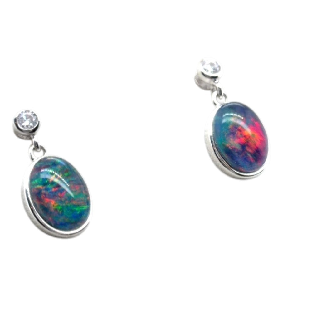 Sterling Silver Triplet Opal Earrings (sste51)
