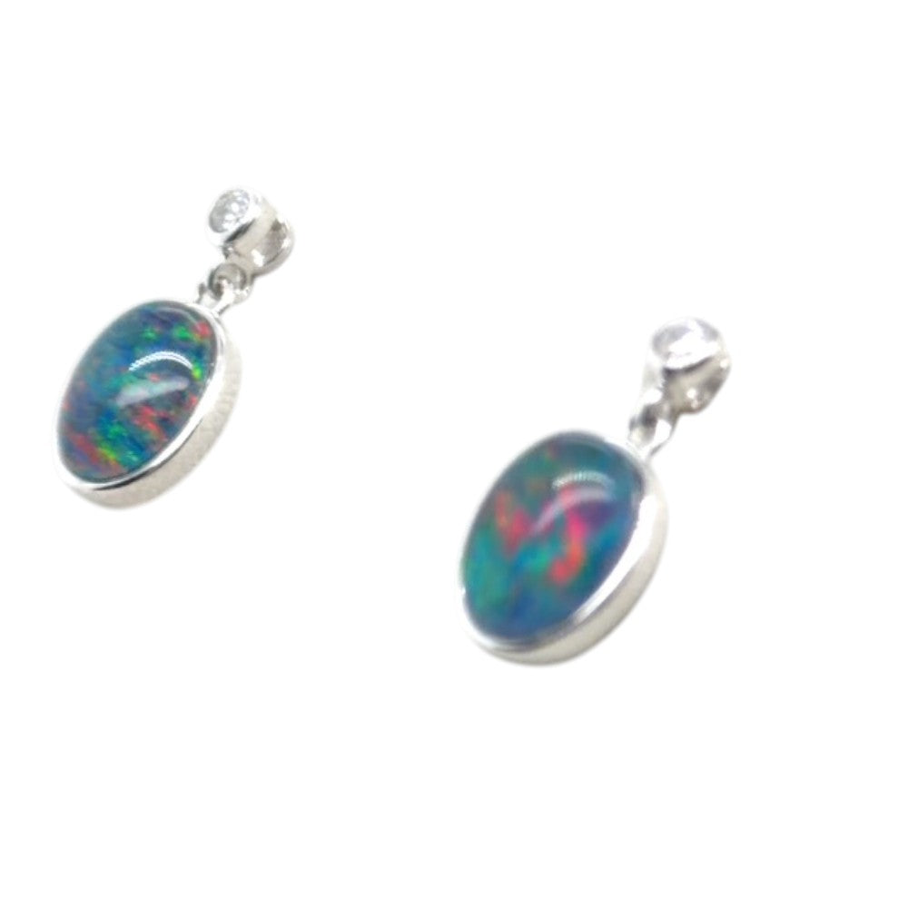 Sterling Silver Triplet Opal Earrings (sste51)