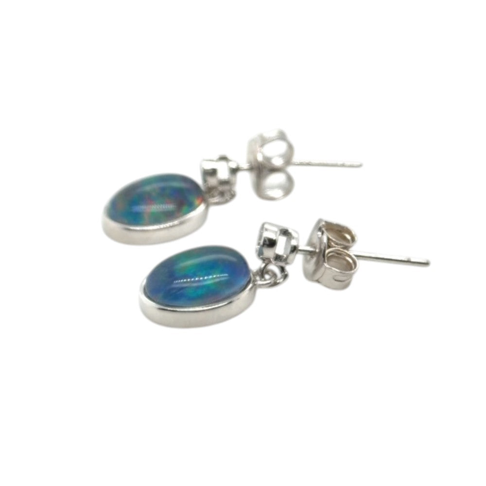 Sterling Silver Triplet Opal Earrings (sste51)