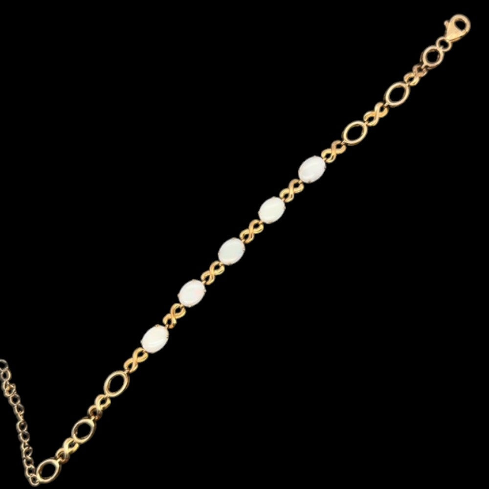 Gold Plated Solid Opal Bracelet (gpsbra1210)