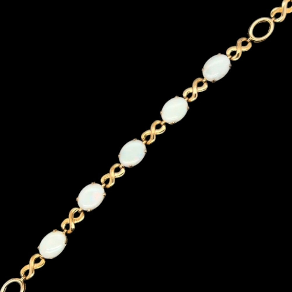 Gold Plated Solid Opal Bracelet (gpsbra1210)