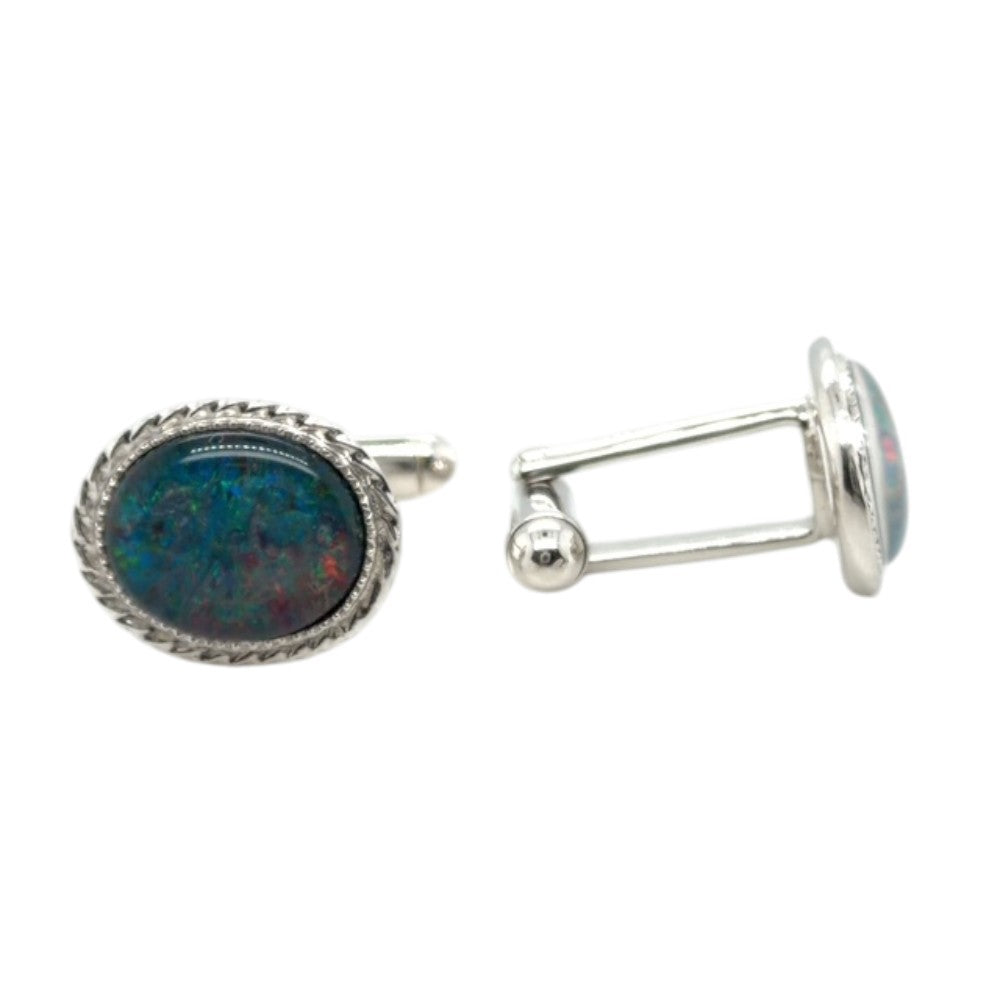 Sterling silver Triplet opal Cufflinks (sscuff68)