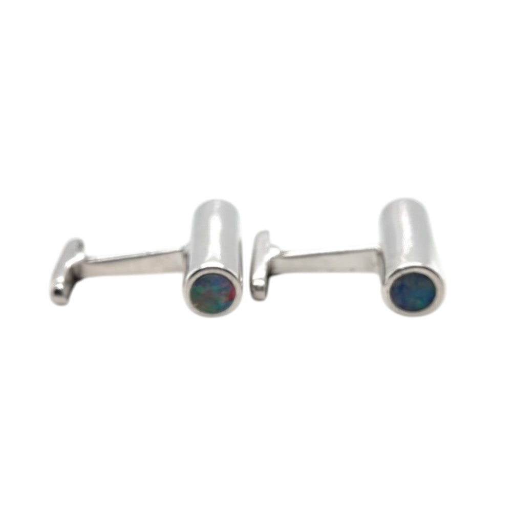 Sterling silver Doublet Opal Cufflinks (cuff79)