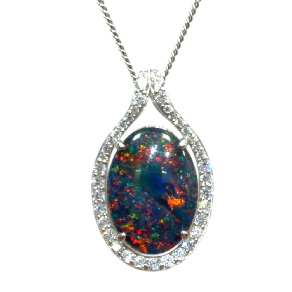 Sterling Silver Triplet Opal Pendant (sstp537)