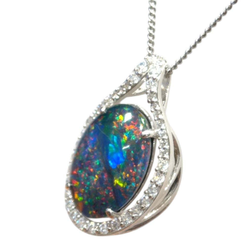 Sterling Silver Triplet Opal Pendant (sstp537)