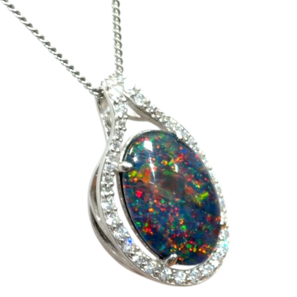 Sterling Silver Triplet Opal Pendant (sstp537)