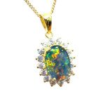 Gold Plated Sterling Silver Triplet Opal Pendant (gptp3403)