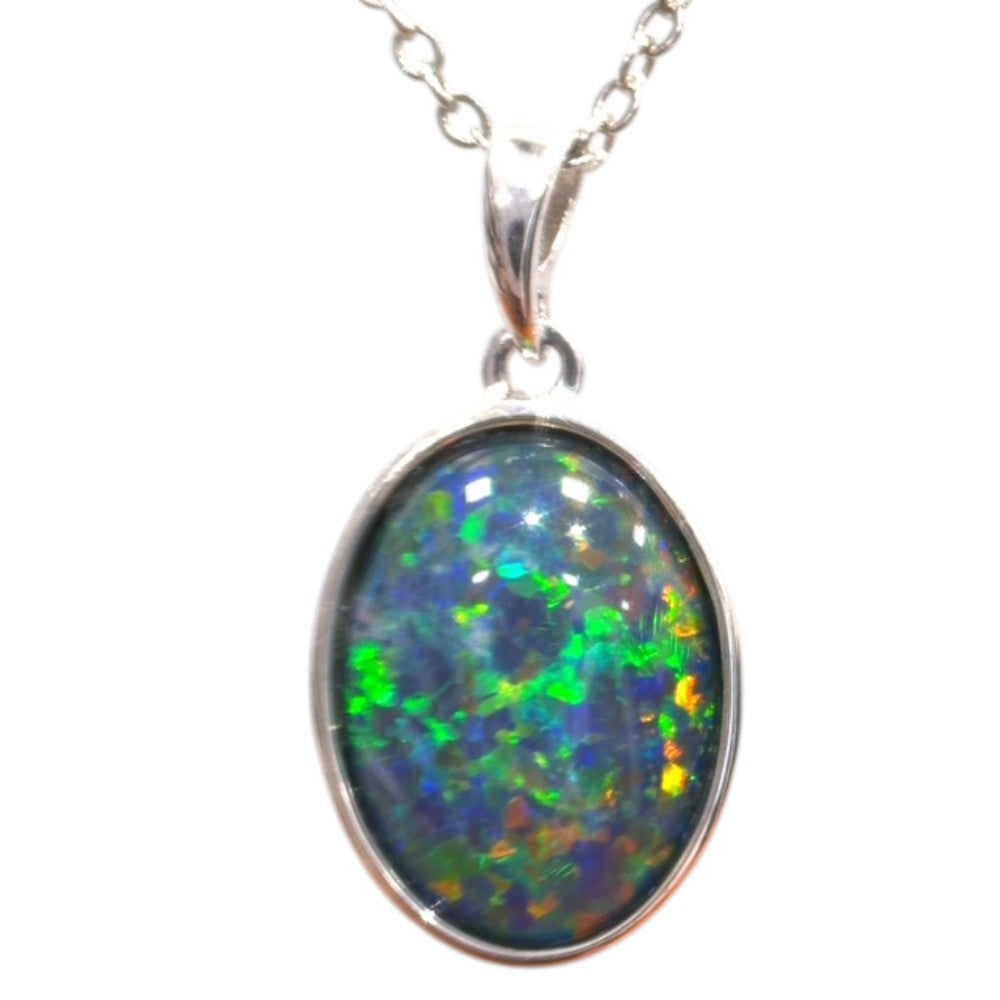 STERLING SILVER BEAZEL SET TRIPLET OPAL PENDANT (sstp3)