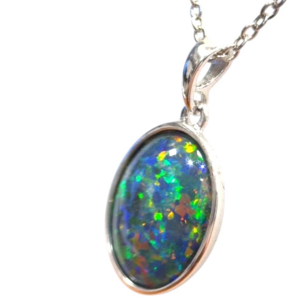 STERLING SILVER BEAZEL SET TRIPLET OPAL PENDANT (sstp3)