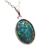 STERLING SILVER BEAZEL SET TRIPLET OPAL PENDANT (sstp3)