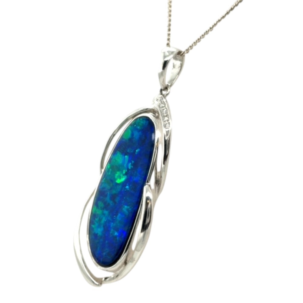 14ct White Gold doublet Opal Pendant (dp1014)
