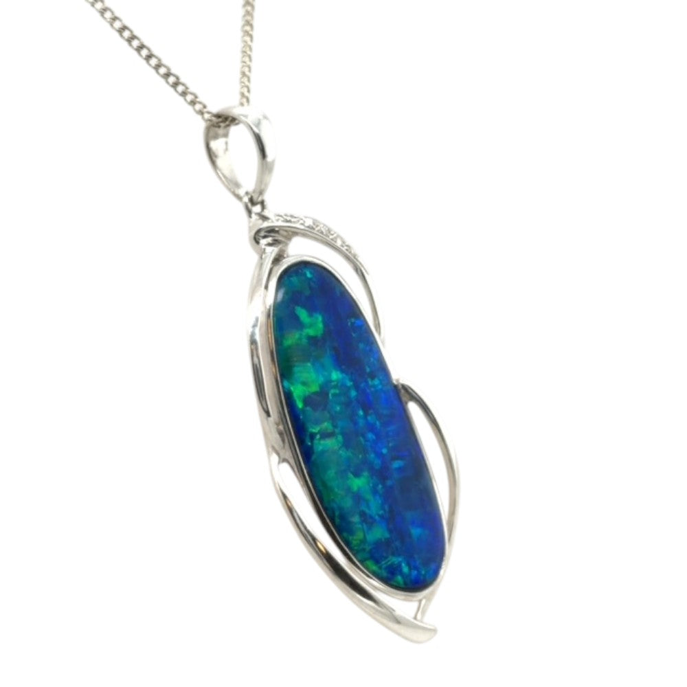 14ct White Gold doublet Opal Pendant (dp1014)