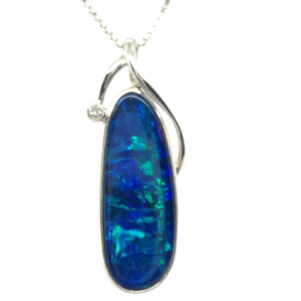 14ct White Gold Doublet Opal Pendant (dp1017)