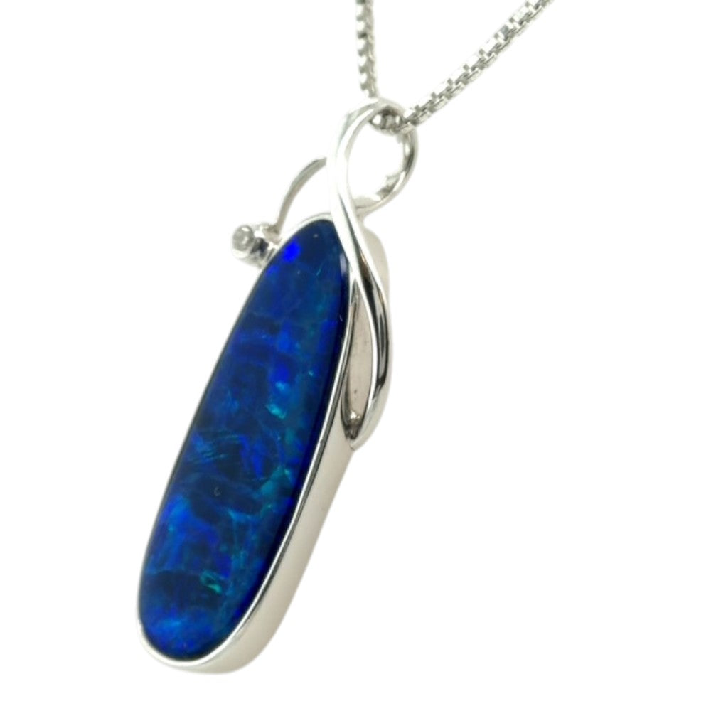 14ct White Gold Doublet Opal Pendant (dp1017)