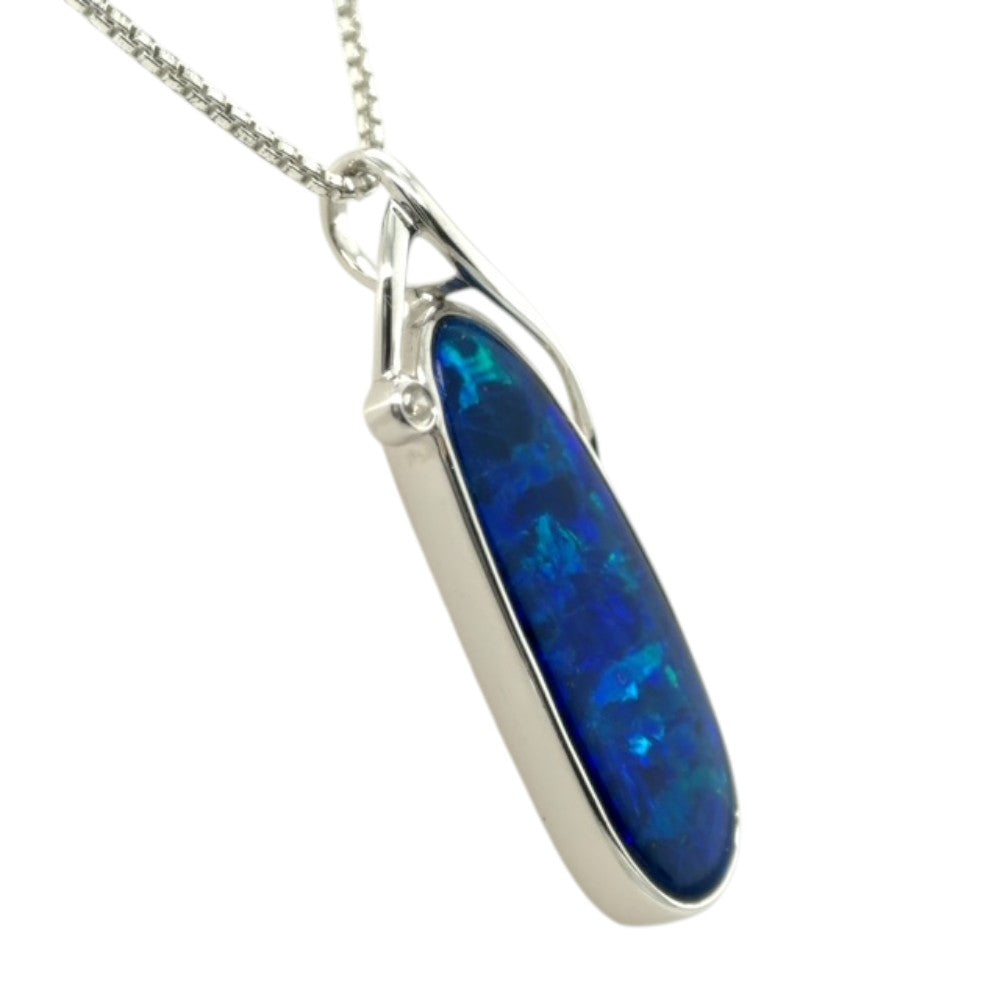 14ct White Gold Doublet Opal Pendant (dp1017)