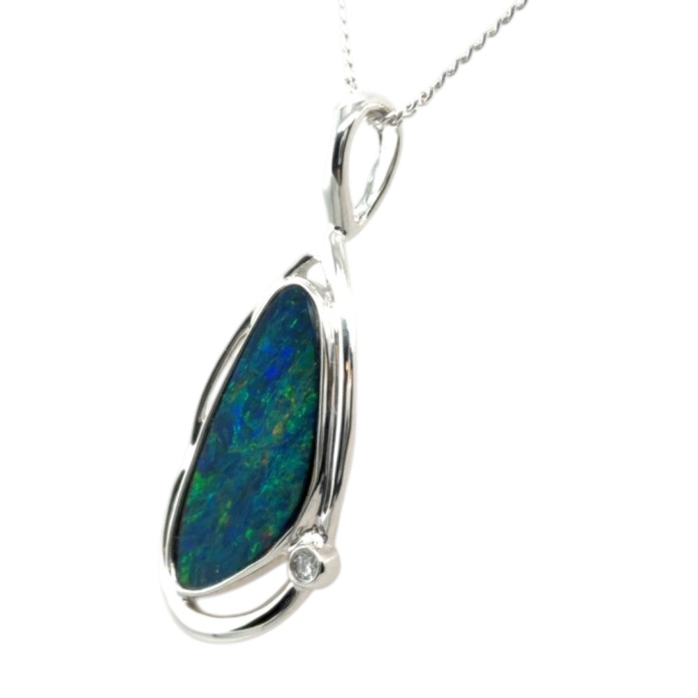14ct White Gold Doublet Opal Pendant (dp1016)