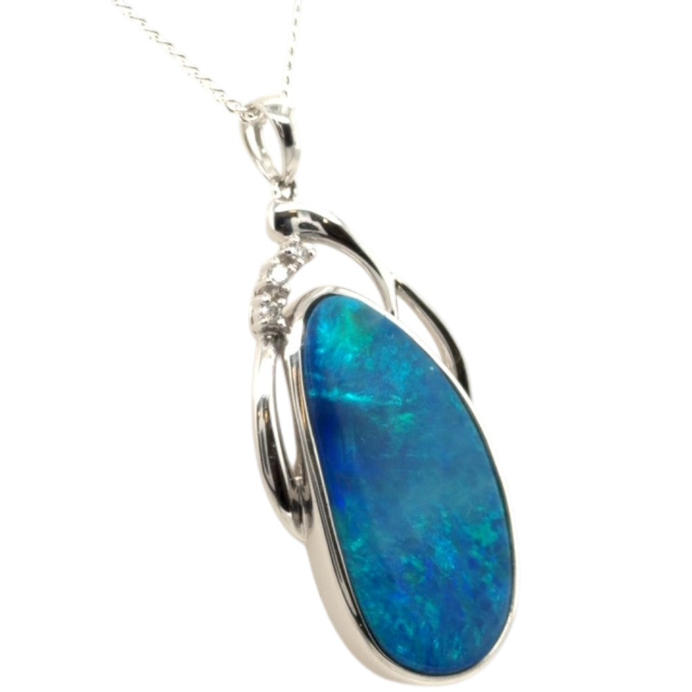 14ct White Gold Doublet Opal Pendant (dp1015)