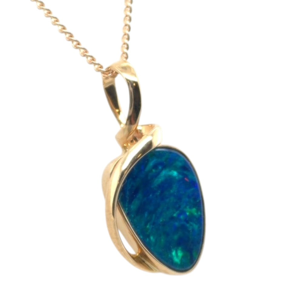 14ct Gold Doublet Opal Pendant (dp1022)