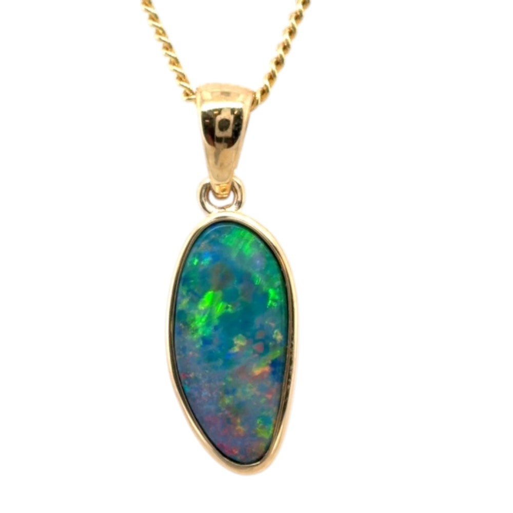 14ct Gold Doublet Opal Pendant (dp1023)