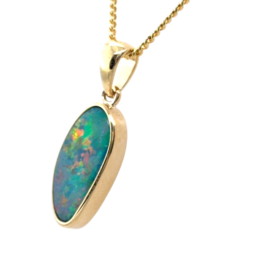 14ct Gold Doublet Opal Pendant (dp1023)