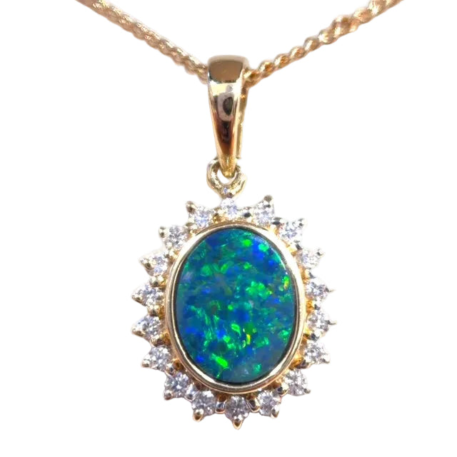 14ct Gold Doublet Opal Pendant (dp1018)
