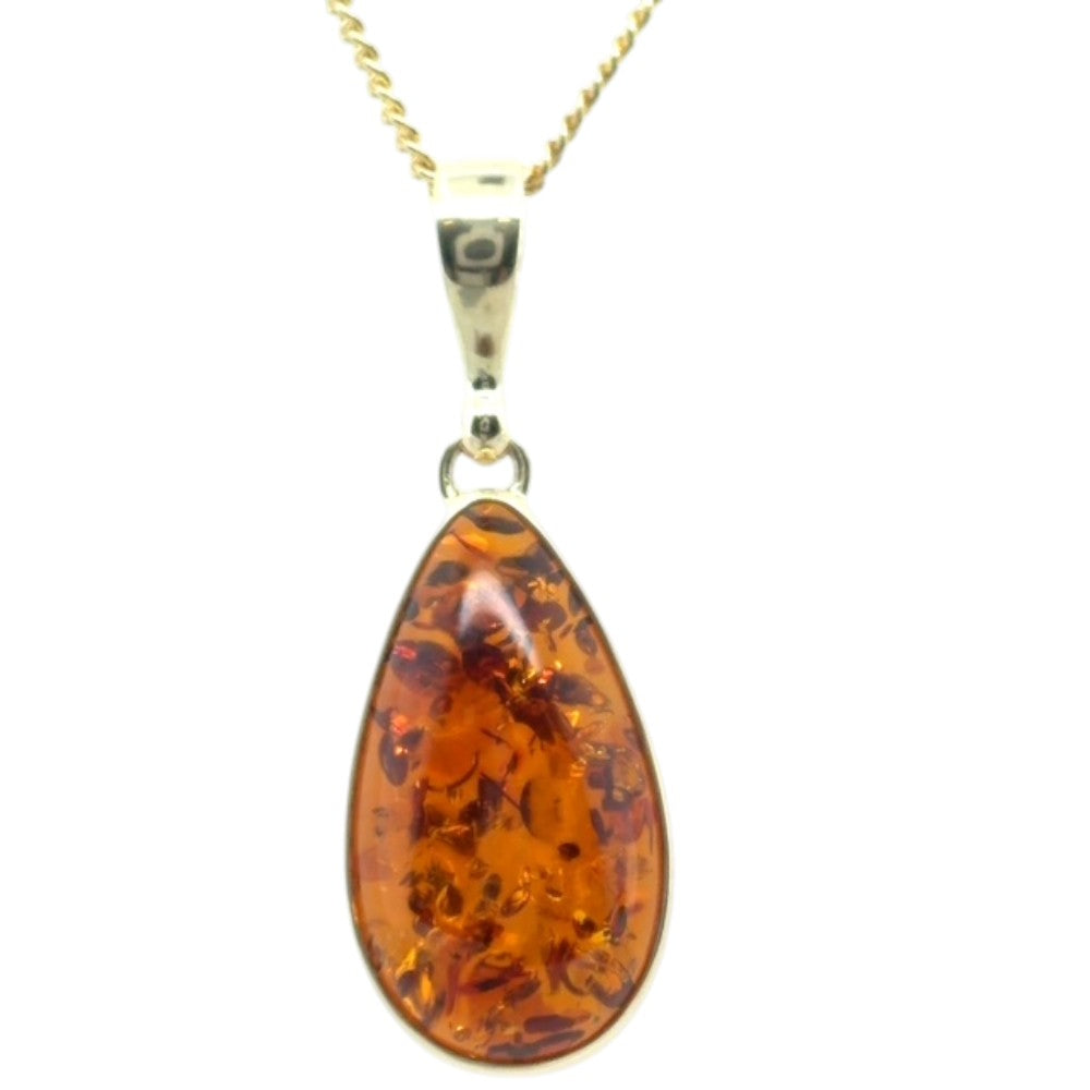 9ct Gold Amber Pendant (ambp310)