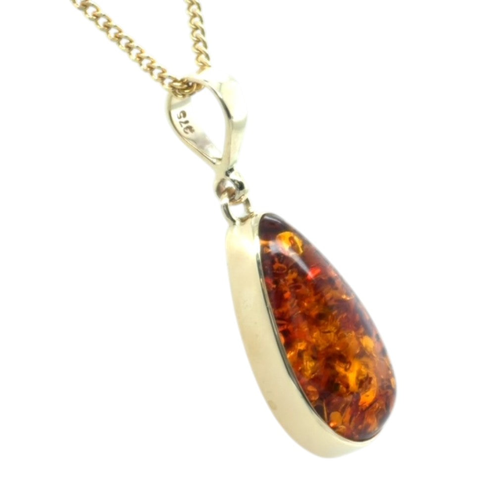 9ct Gold Amber Pendant (ambp310)