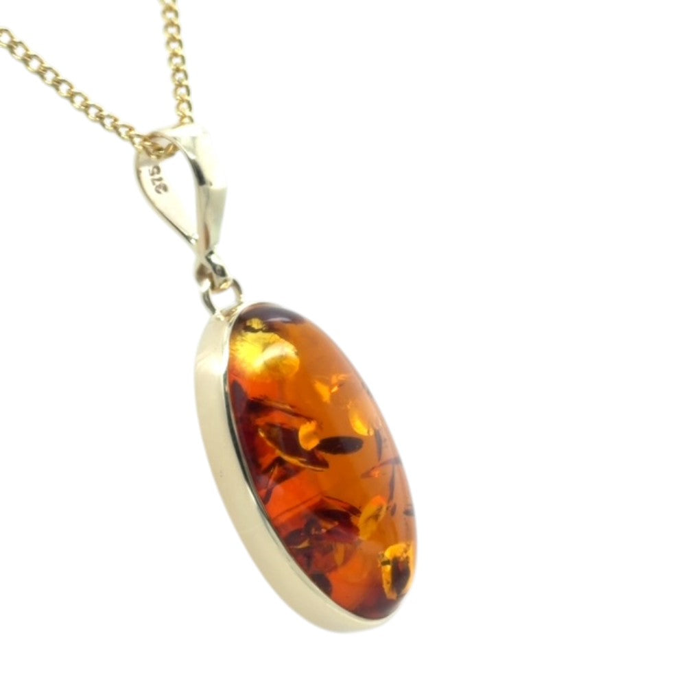 9ct Gold Amber Pendant (ambp312)