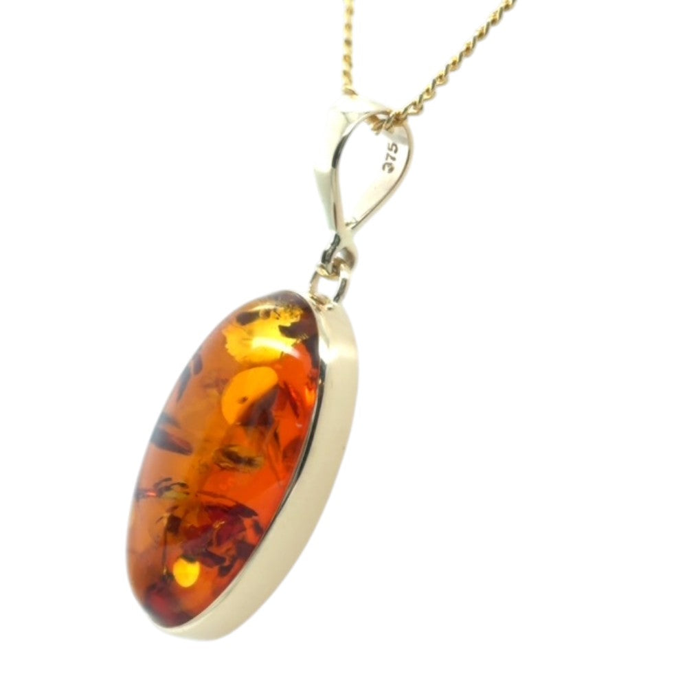 9ct Gold Amber Pendant (ambp312)