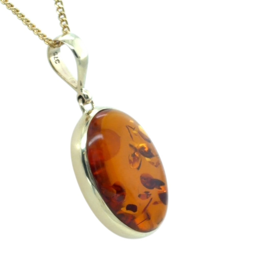 9ct Gold Amber Pendant (ambp312)