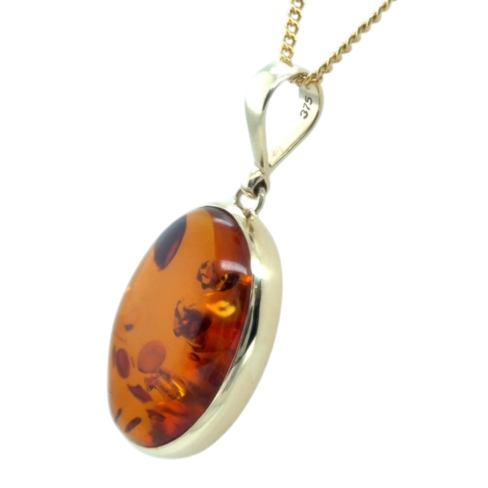 9ct Gold Amber Pendant (ambp312)