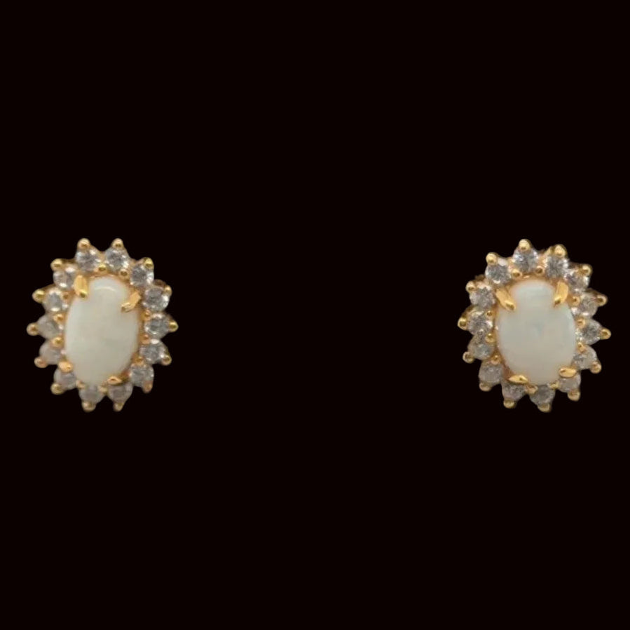 Gold Plated Solid Opal Earrings (gpse66)