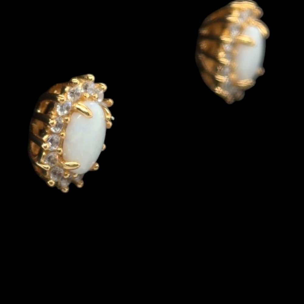 Gold Plated Solid Opal Earrings (gpse66)