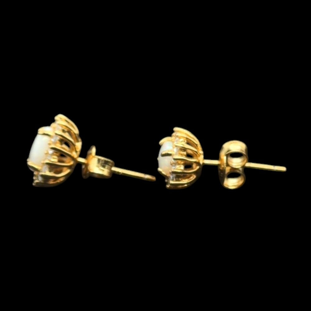 Gold Plated Solid Opal Earrings (gpse66)