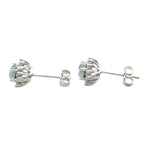 Sterling Silver Triplet Opal Earrings Surrounded by Crystals (sste1089)