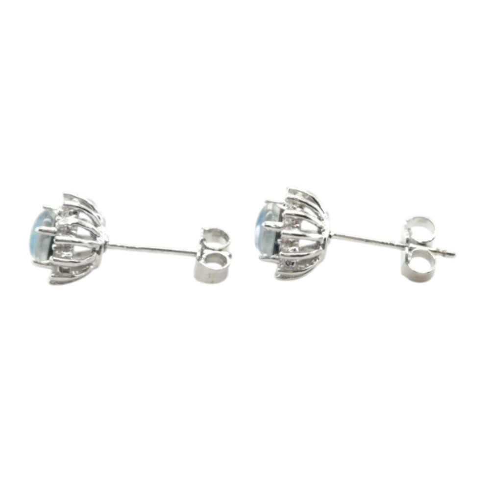 Sterling Silver Triplet Opal Earrings Surrounded by Crystals (sste1089)