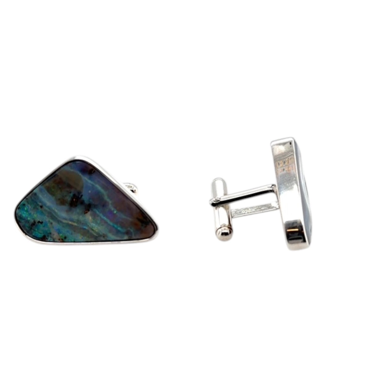Sterling Silver Boulder Opal Cufflinks (sscuff22)