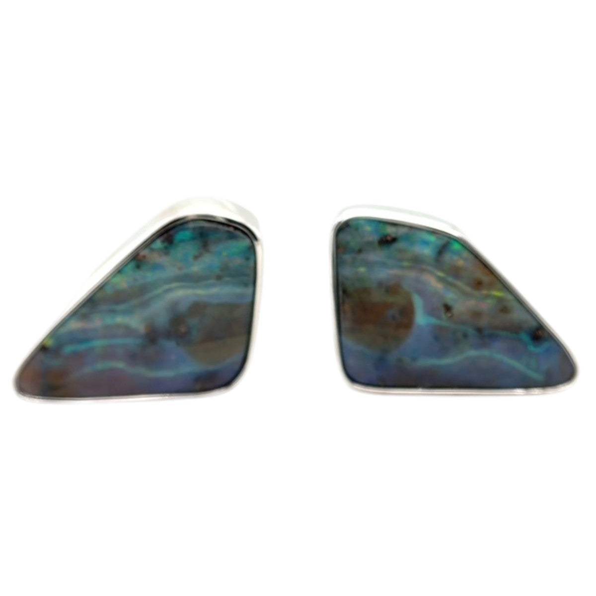 Sterling Silver Boulder Opal Cufflinks (sscuff22)