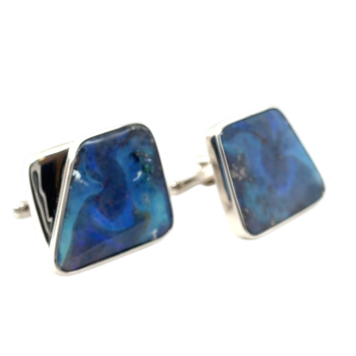Sterling Silver Boulder Opal Cufflinks (sscuff21)