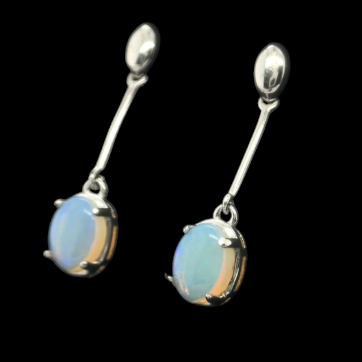 Sterling Silver Solid Crystal Opal Earrings (ssse7953)
