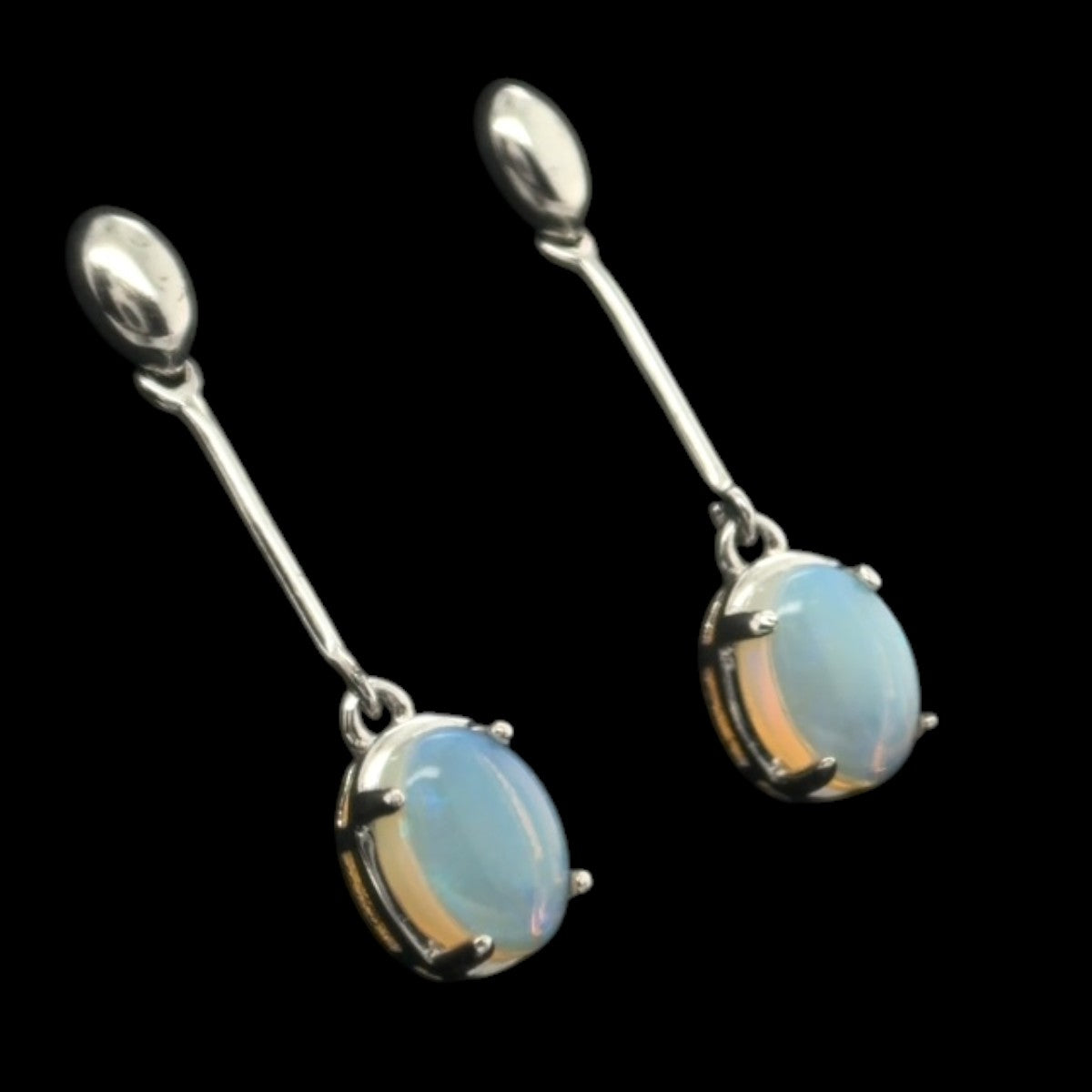 Sterling Silver Solid Crystal Opal Earrings (ssse7953)